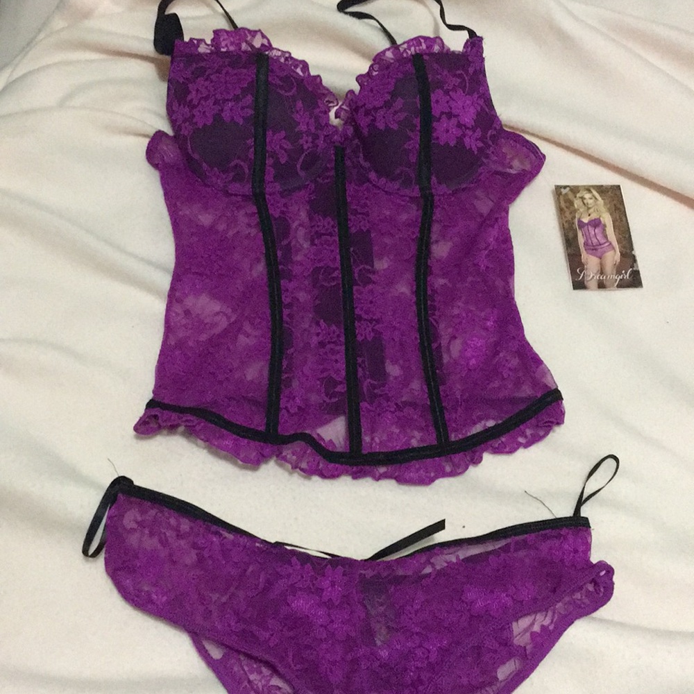 Purple and black lingerie set